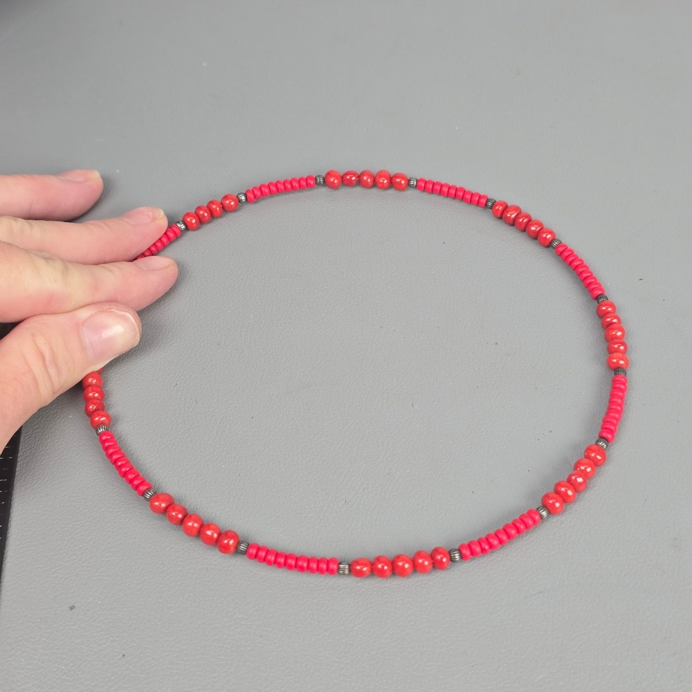 Retired Silpada Red Coral Sterling Silver Beaded Southwestern Choker Necklace - Picture 8 of 10